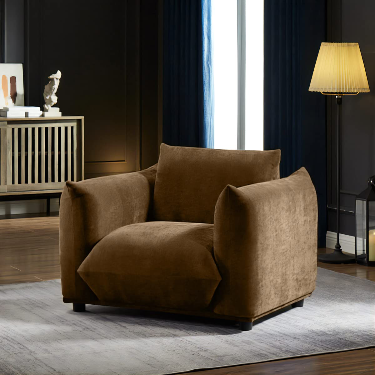 Amazon｜モダンデザインソファ 1人掛け ブラウン ポケットコイル