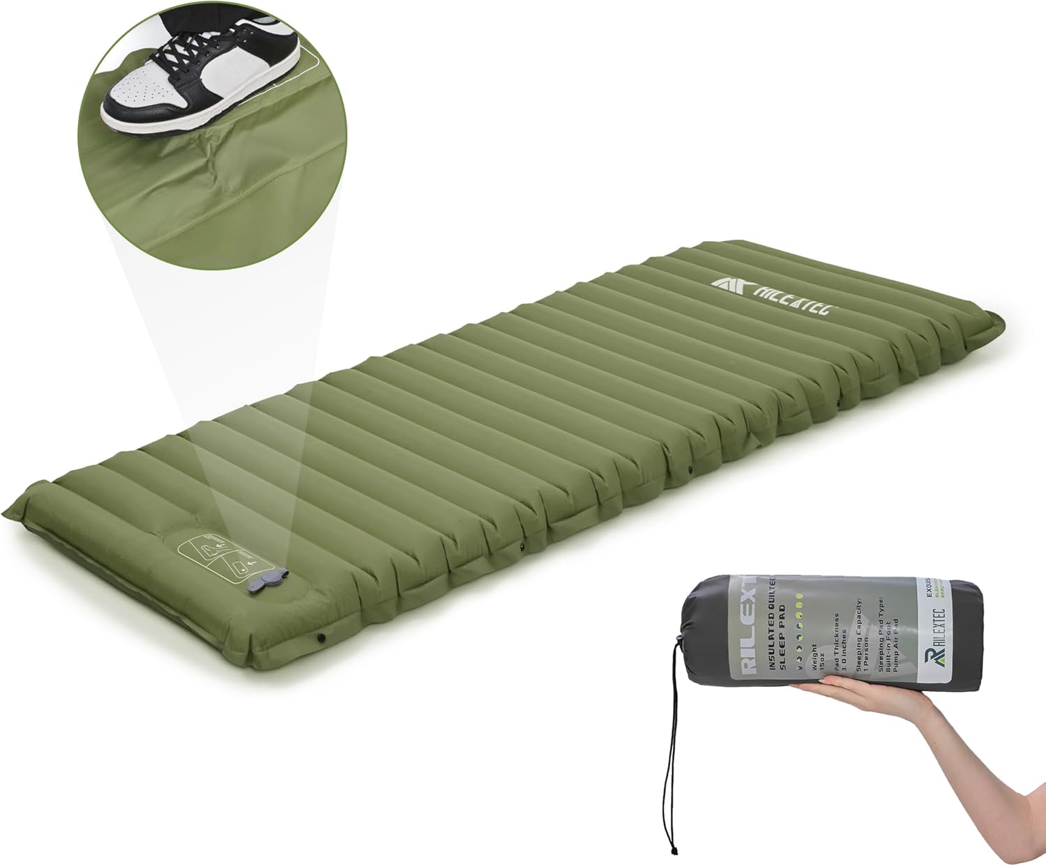 Rilextec Sleeping Pad for Camping, 3.93”Thickness