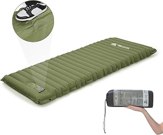 Rilextec Extra Thickness Camping Sleeping Pad, Inflatable Sleeping Pad with Built-in Pump, Camping Mattress for Backpacking, Car Traveling and Hiking, Compact and Lightweight Air Mattress