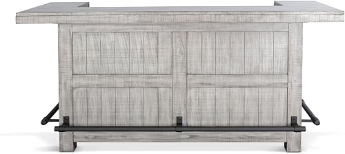 Miniatura 3 de Pemberly Row Barra tradicional de madera de caoba, acabado gris, 42 pulgadas de alto x 80 pulgadas de ancho x 28 pulgadas de profundidad