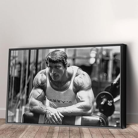 Motivational Wall Decor for Home or Office: Arnold Schwarzenegger Bodybuilding Canvas Art Print