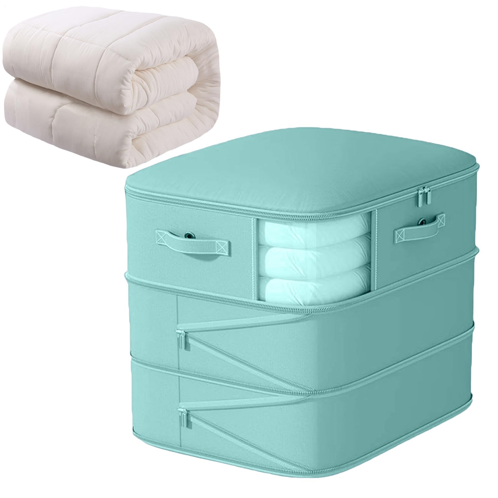 Self-compression Storage Bags - Space Saving Compression Bag Clothes Folding Reusable Anti-moisture Packaging Organizer Travel Dorm Apartment Moving Bedding Blanket Quilt