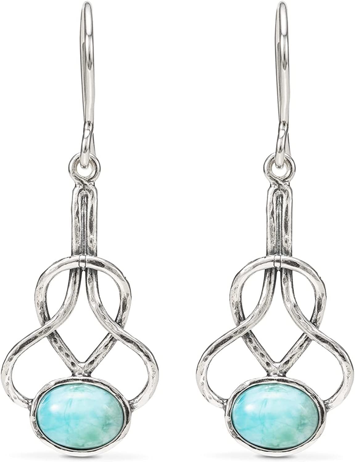 Essential Larimar Silver Drop Earrings - Handmade Larimar Drop Earrings for Women – .925 Sterling Silver Larimar Drop Earrings