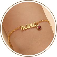 JSJOY Gold Mama Bracelet with Birthstone Birthday Gifts for Women Dainty Birthstone Bracelets Emerald Jewelry Mom Gifts for Grandma Daughter Wife