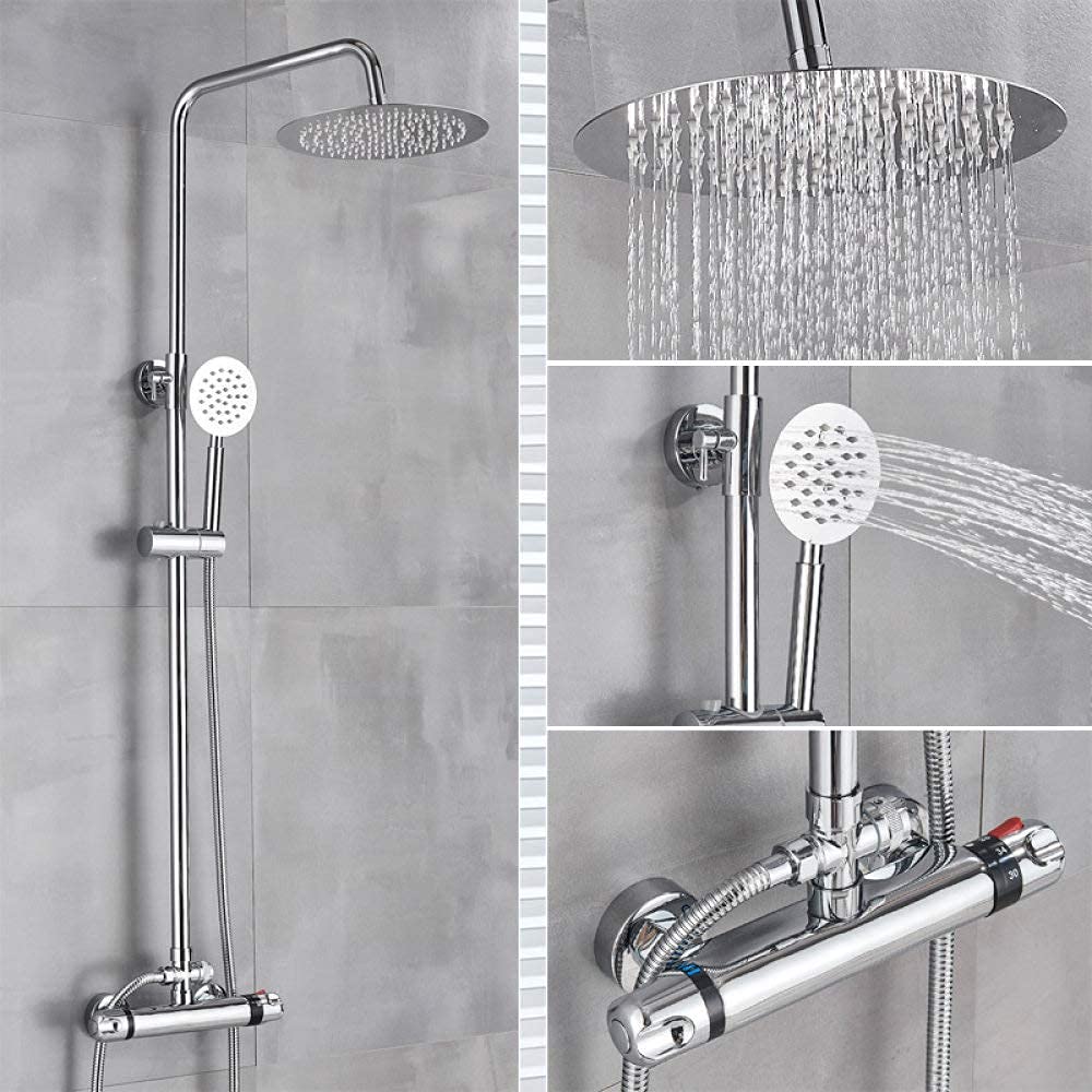 Système de douche pour salle de bains familiale avec mitigeur thermostatique et ciel de pluie
