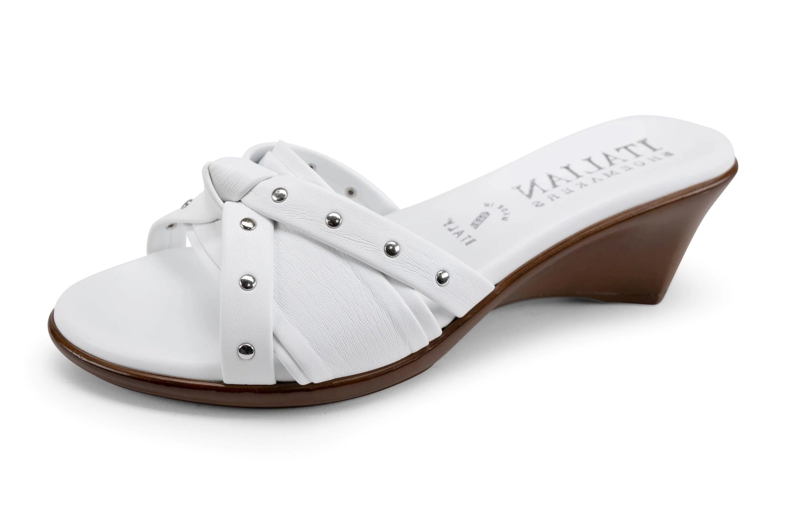 ITALIAN SHOEMAKERS Avra Women's Wedge Sandal with Knot Strap and Metallic Features Comfort