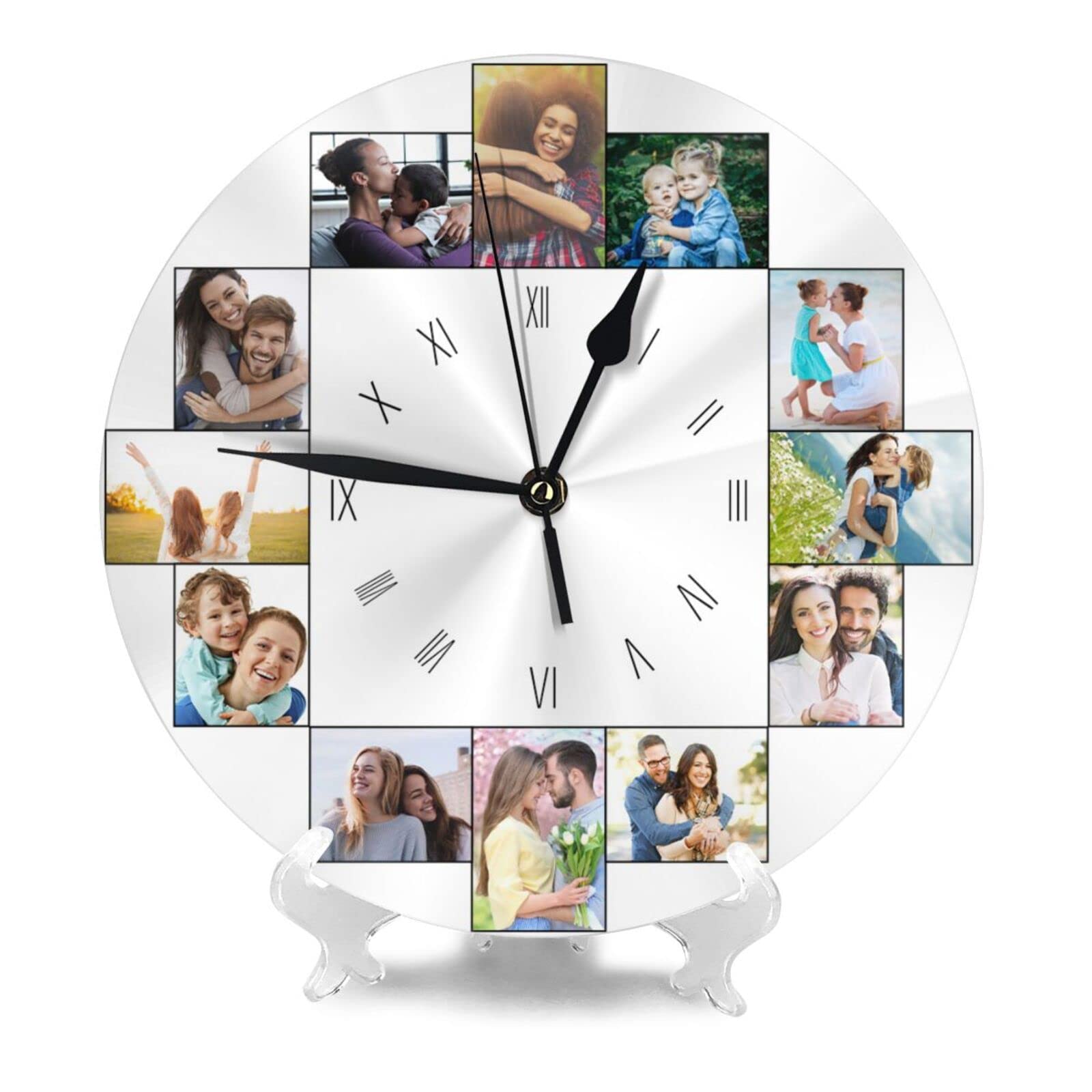 XNBTIM Horloge Murale Personnalisée 8 Pouces Avec Photo - Cadeau Unique Photo Silencieuse