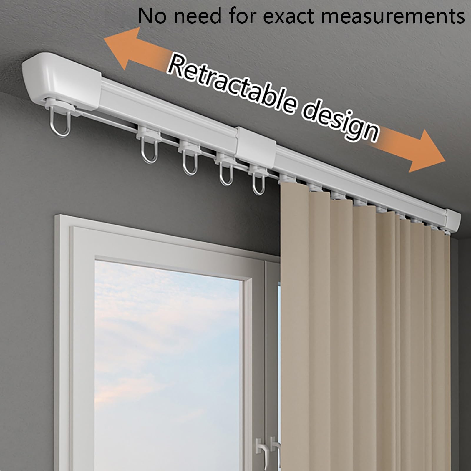 Binario Per Tende Scalabile, Binario Tenda Soffitto In Metallo, Bastone Per Tende In Lega Di Alluminio, Bastone Per Tenda Silenzioso Per Soggiorno E Camera Da Letto(1.65-3m)