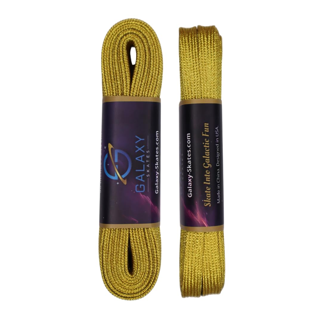Galaxy Skates Metallic Roller Skate Laces – 96” Sparkly Shoelaces for Skates (Gold)