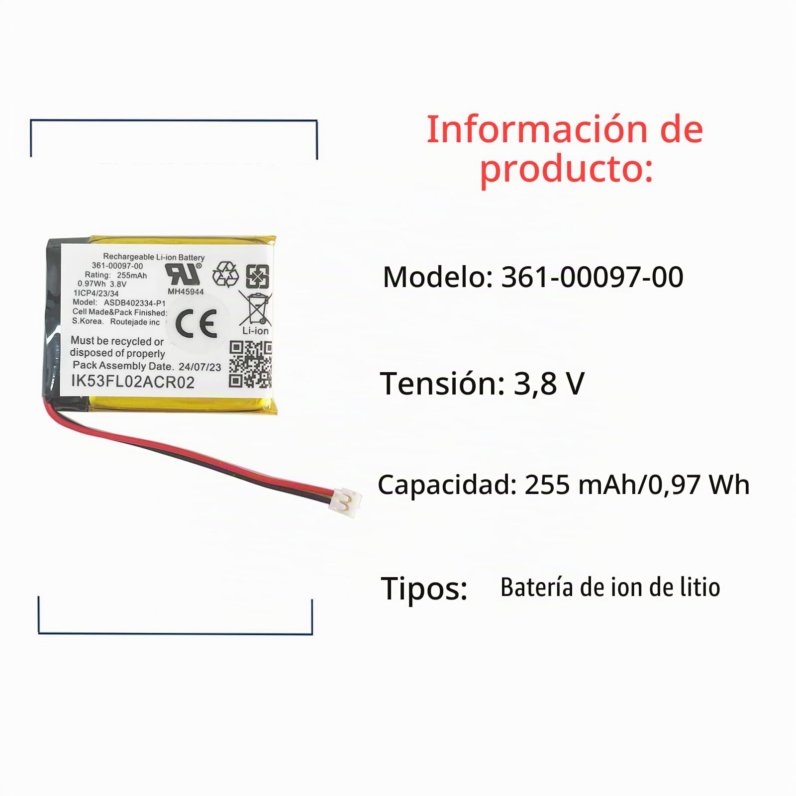 361-00097-00 batería de repuesto compatible con Garmin Fenix 5 Multisport GPS Watch smartwatch