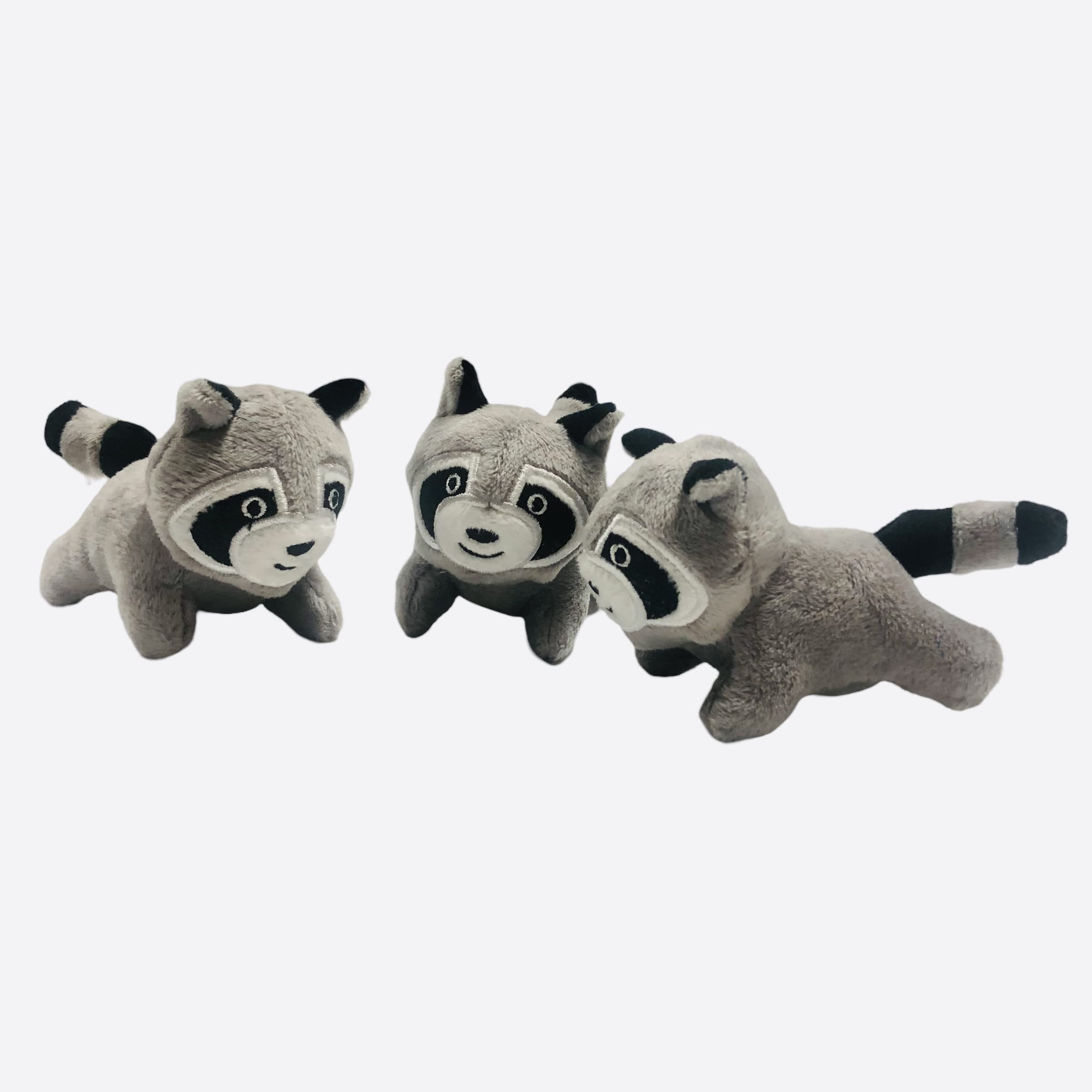 Juguete de mapache para perros, árbol de juguete para perros con juguetes de peluche para ocultar y chirriar, juguete para perros pequeños y medianos. (Paquete de 3: animales de repuesto, mapache)