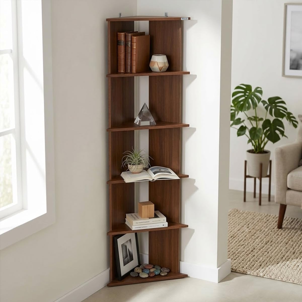 Nilkamal Wales Wooden Book Case | Book Shelf with 5 Open Shelves
