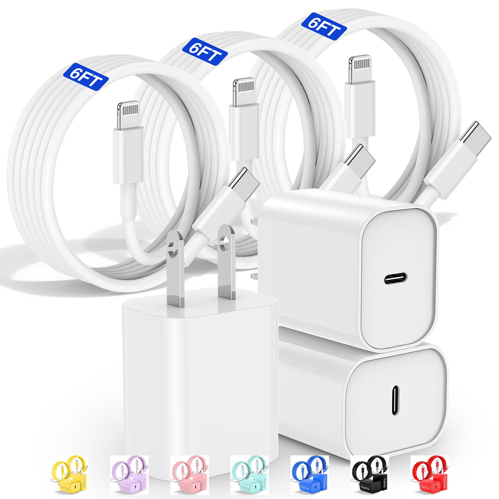 Fast Charger for iPhone Charger Fast Charging 6ft Lightning Cable,for iPhone 14 13 12 Pro Max Charger Fast Charging with 20w USB C Charger Block,Type C to Lightning Cord for iPhone 11 Pro Max/XS-White