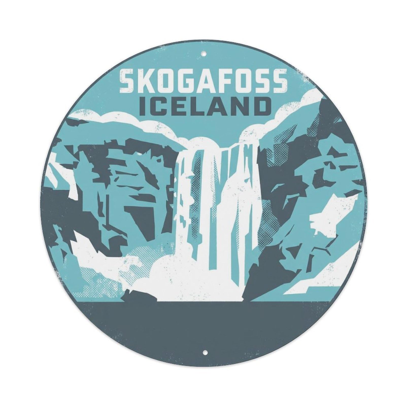 Skogafoss Waterfall Iceland Travel Nordic Wilderness Metal Tin Sign