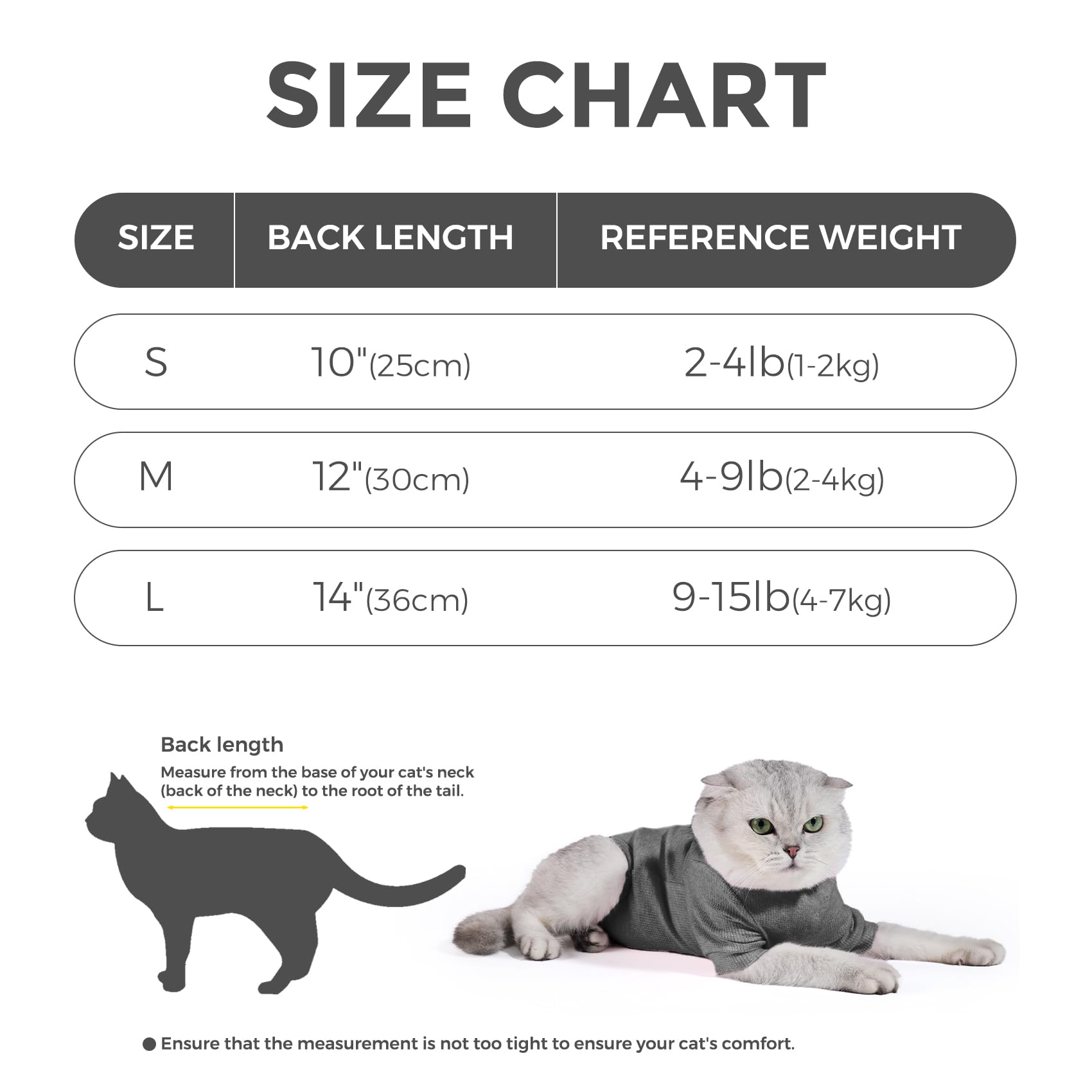 Dotoner body post operatorio gatto Tuta per Recupero Gatti con Anti-leccatura per ferite Addominali Alternative al Collare per Animali Domestici Dopo chirurgia Manica Lunga vestiti per gatti