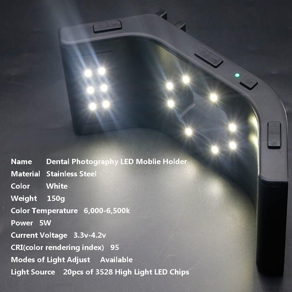 Lumière Flash Dentaire Mobile, Support de Photographie Dentaire LED 6500K, Équipement Oral pour Lumière de Remplissage et Photographie