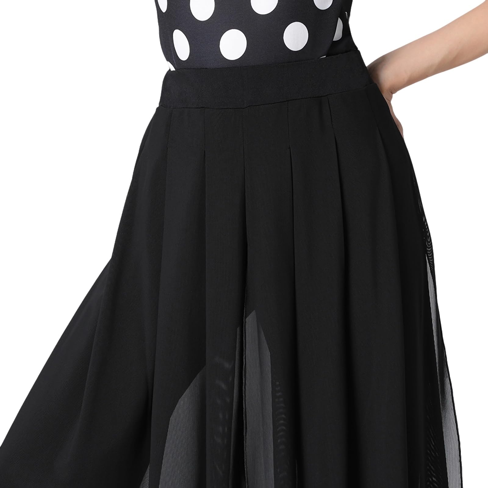 Latein-Tanzhose für Damen, moderner Tanz, Übung, langer Schlitz, Ballsaal, elastische Taille, Damenhose
