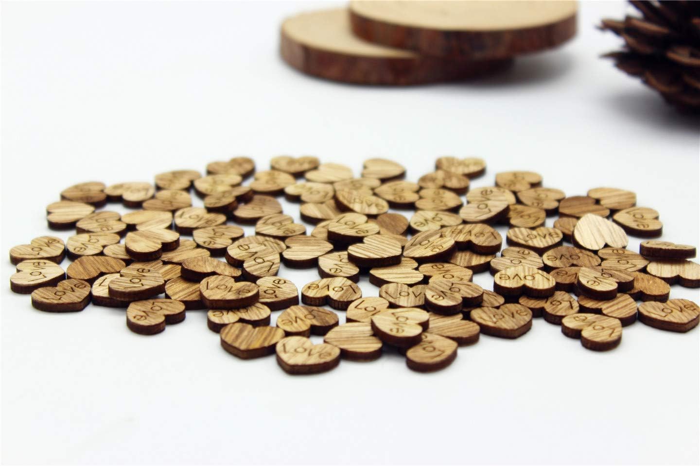 Condition photo showing New/Like New for 400 Pcs Rustic Wooden Love Heart Table Scatter for Wedding Decorations, Perfect for Rustic Wedding Planning,Marriage,Bridal Showers,and DIY Crafts