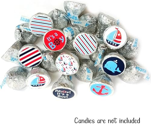 Miniatura 2 de It's a Boy Nautical Labels for HERSHEY’S KISSES Chocolates by Adore By Nat - Baby Shower Candy Stickers - Set of 240