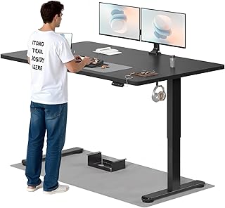 TRIUMPHKEY Höhenverstellbarer Schreibtisch, 180x80cm, Elektrisch Stehschreibtisch mit Dualmotor, Touchscreen,USB-A & Kabelmanagement,25mm Einteilige Tischplatte,ergonomischer Bürotisch, Schwarz