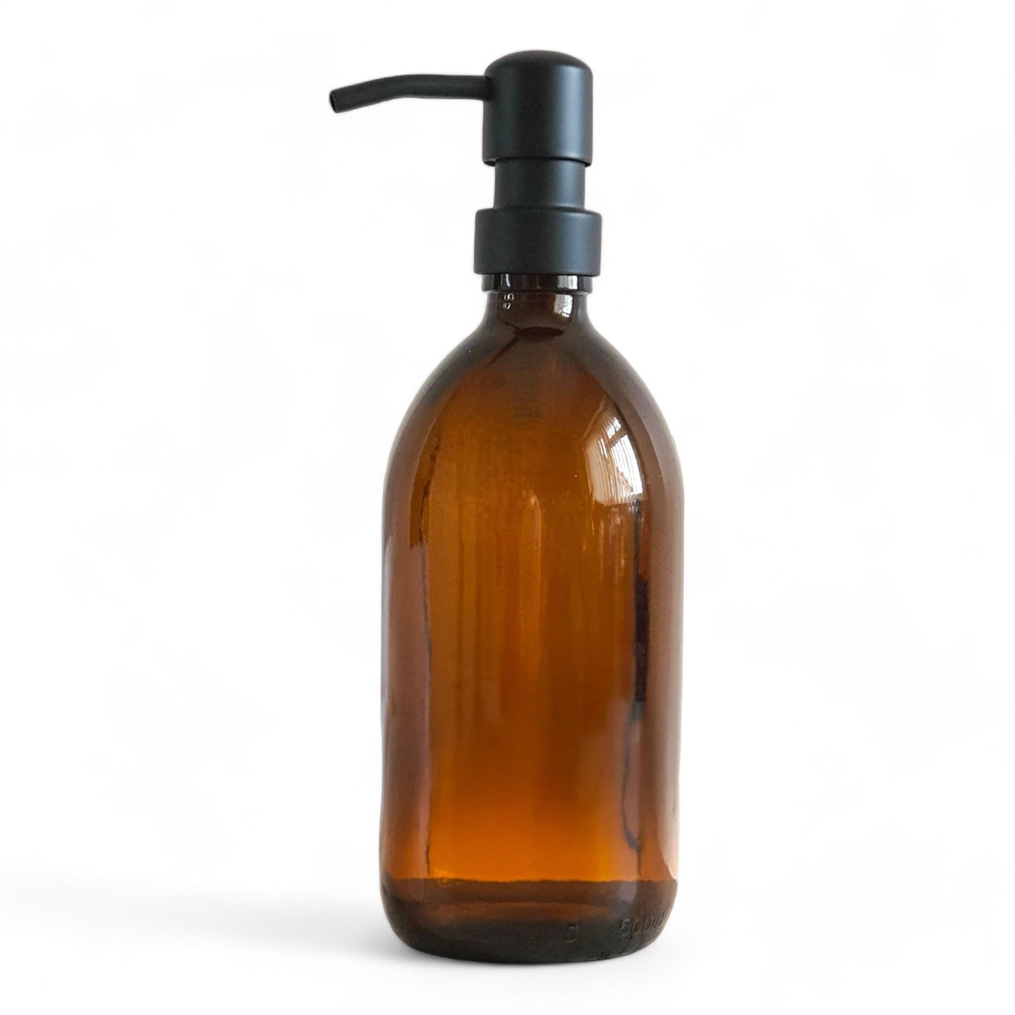 Avalon Amber Glass Soap Dispenser Bottles with Matt Black Metal Pumps (BPA-Free) Lotion Pump/Soap Dispensers – Reusable Refillable Eco friendly, Sustainable Living/Gift - Pack of 1 (500ml)