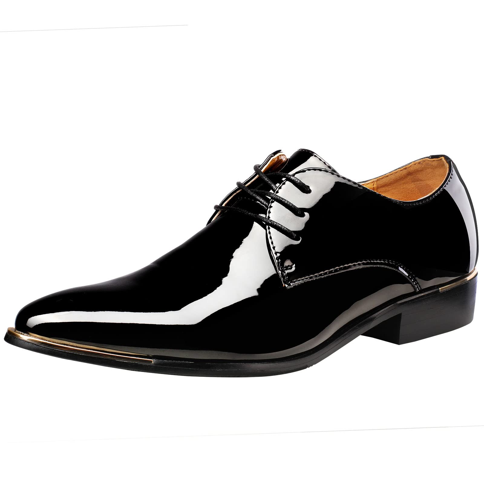 Derby Cuir Vernis Chaussure de Ville à Lacets Homme Bout Pointu Chaussure Affaire Bureau Costume Mariage Grande Taille 45 46 47 48