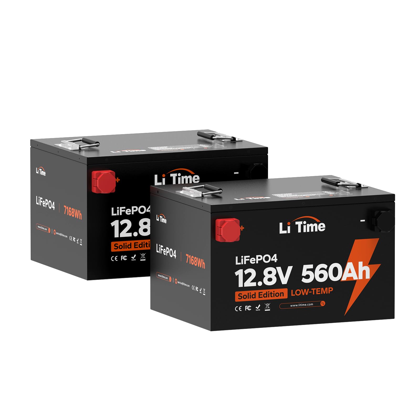 Litime 2Pack 12V 560Ah LiFePO4 Lithium Battery, Max. 15000 Deep Cycle RV Battery, 250A BMS, 7168Wh High Energy, Low-Temp Protection, Perfect for Home Energy, Marine, Camping