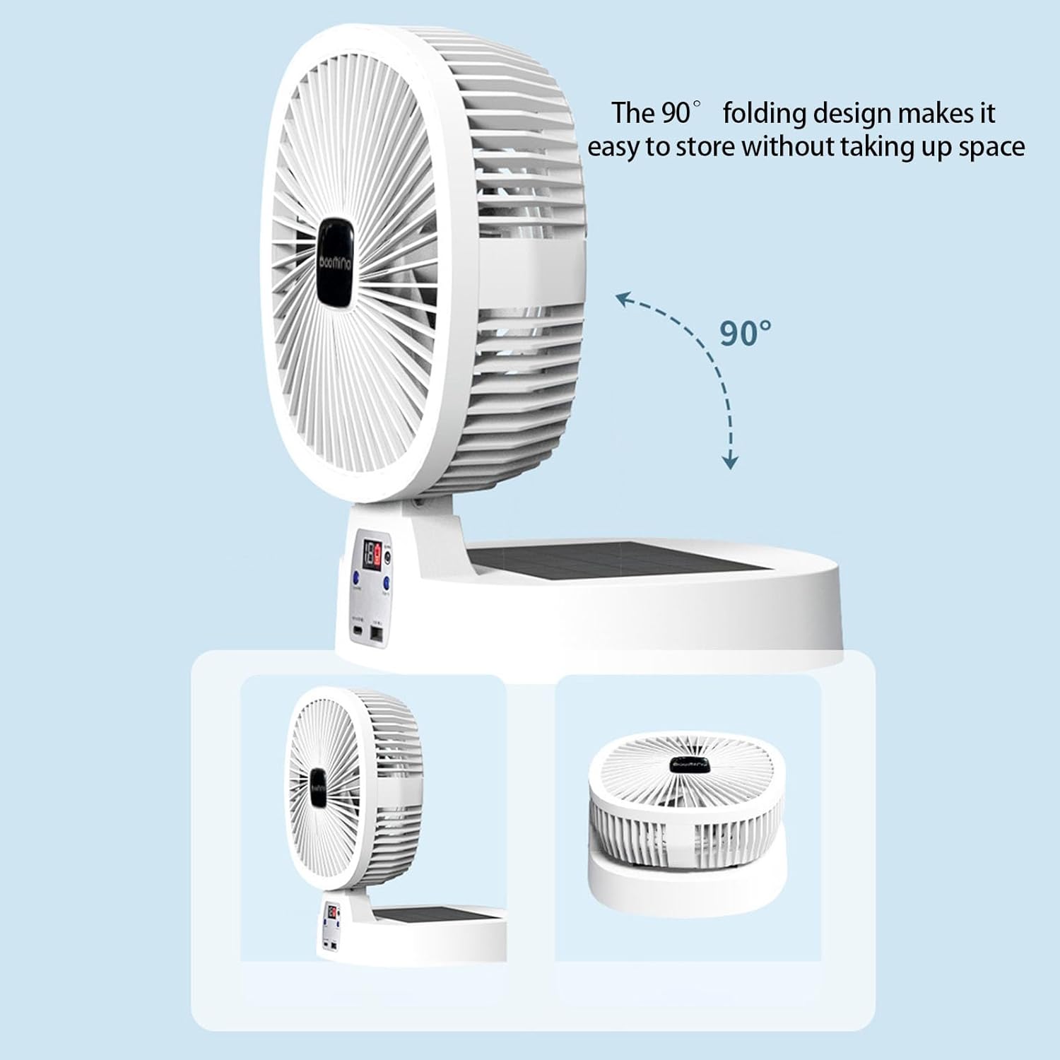 5000mAh Battery Operated Oscillating Fan With LED Night Light Cooling Device For Camping Bedroom Indoor Outdoor Use Portable Camping Fan