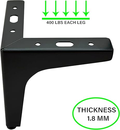 Miniatura 6 de Patas de metal para muebles, patas de sofá para armario, cama, silla, mesita de noche, soporte de TV, juego de 4 patas de sofá de repuesto, color