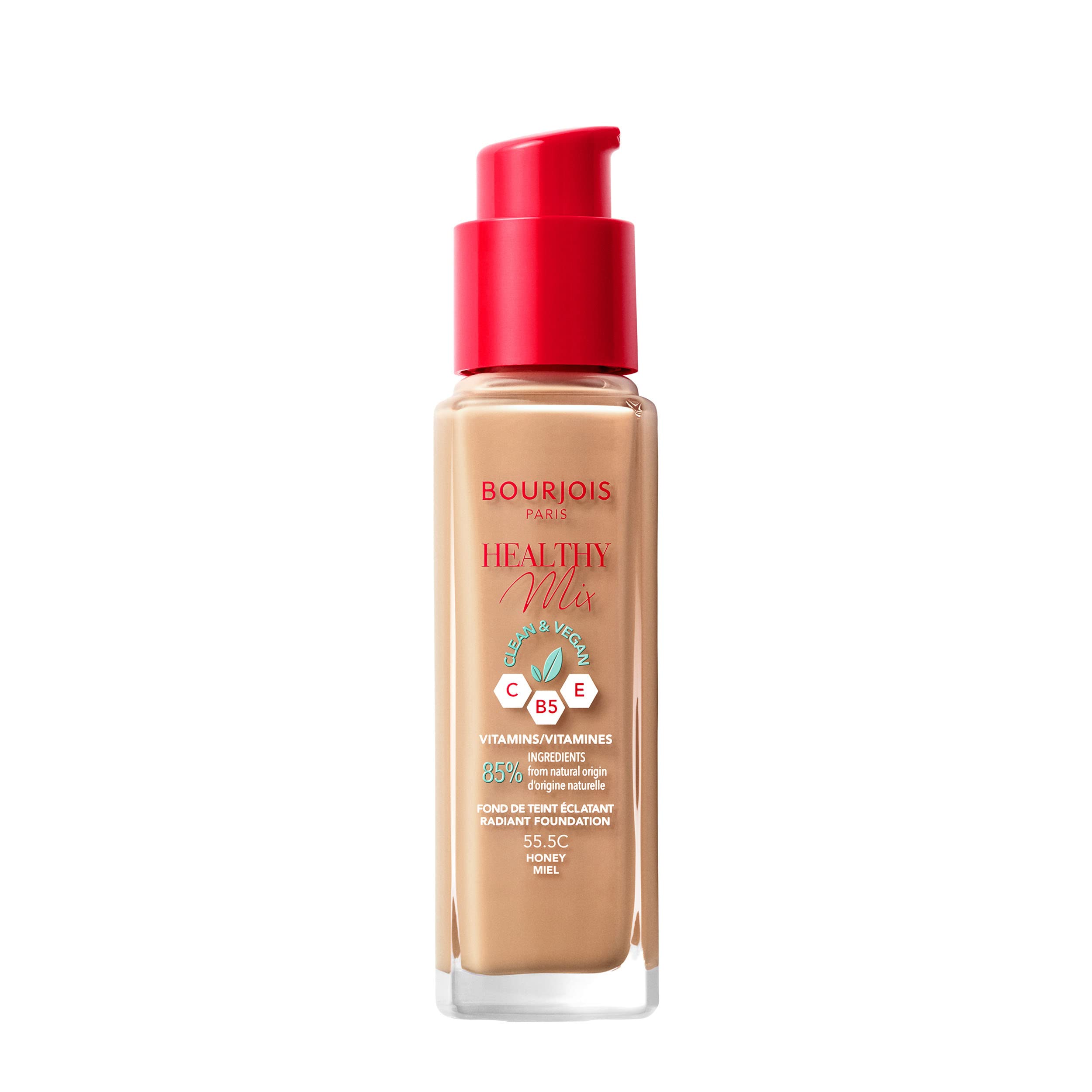 Healthy Mix Clean Foundation – Liquid Foundation, Vegan Formula, Makeup – 55.5C Honey, 30ml (1.1oz)