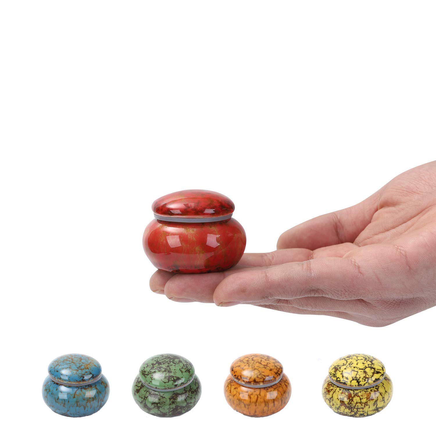 Small Urn for Human Ashes - 1.6'' Handicrafted Urn - Beautiful Tiny Keepsake Urns - Mini Urn Made of Ceramic - Hold 1.2 Cubic Inches of Ashes (Red)