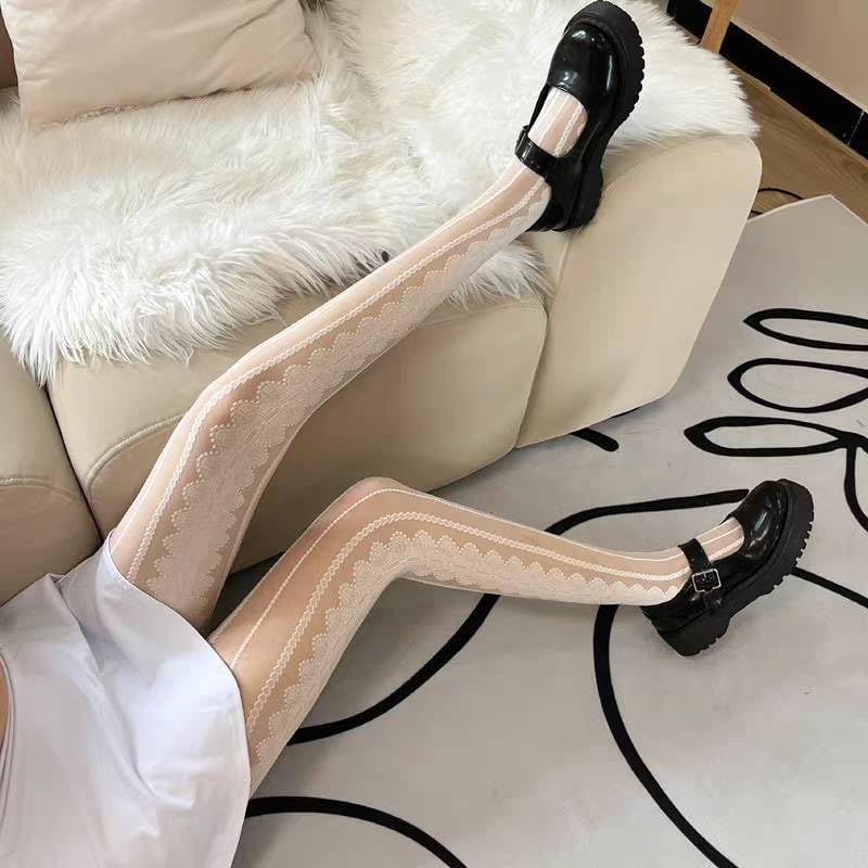 Image of Benefeet Sox Womens Sheer Tights Girls Floral Patterned Sheer Nylon Pantyhose Stockings Silky Party Lolita Tights Gifts