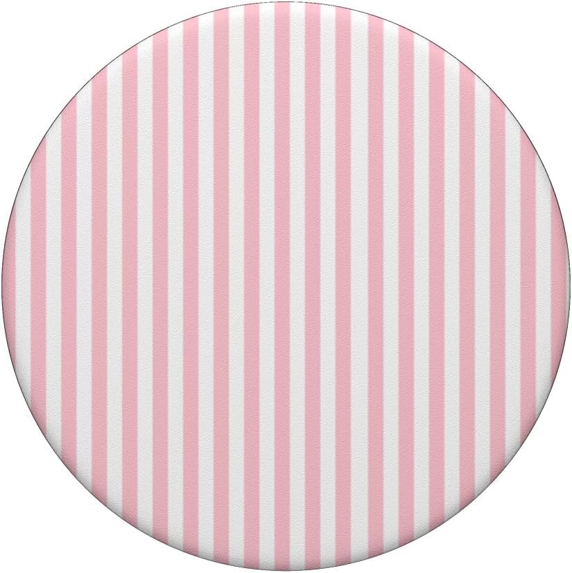 White and Pink Stripes Geometric Vertical Lines Pattern PopSockets Adhesive PopGrip - Image 3