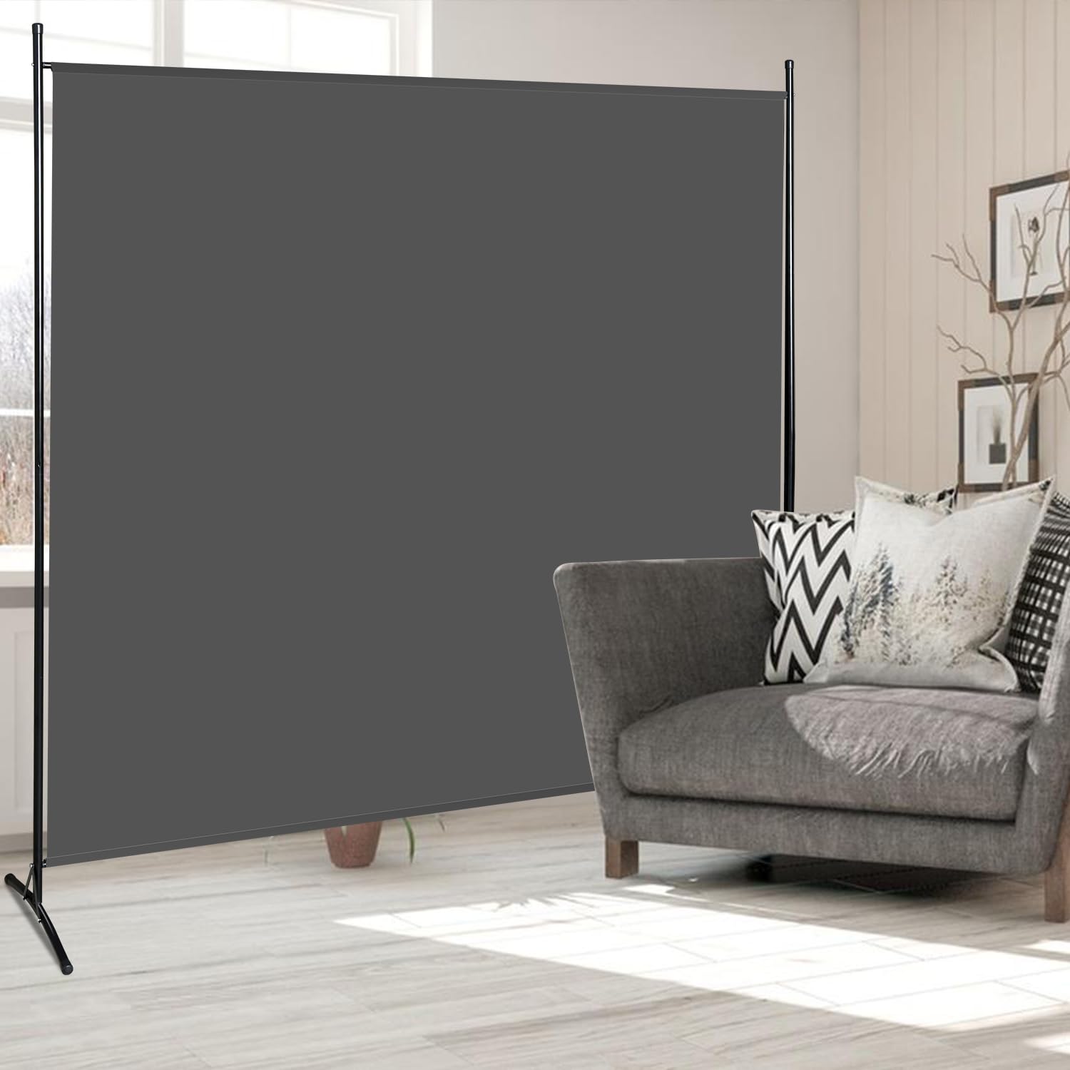 Paravent Pliable 3 Panneaux 260x180 Cm - Anthracite, Pour Intérieur Et Extérieur (jardin, Balcon, Terrasse) - Brise-vue Et Séparateur D'espace - 5