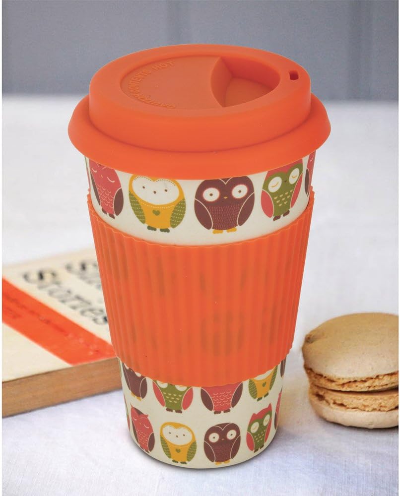 Freelance Bamboo Fibre Eco Travel Mug, 400ml, Orange - Coffee Mugs with Silicon Lid & Sleeve - Eco-Friendly Sustainable Bamboo Fiber Cup for Hot/Cold Drinks - Ideal for Travel, Office, Home Use