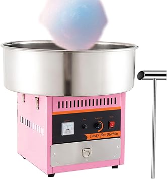 Candy Floss Machine 1000W Cotton Candy Machine Commercial with Stainless Steel Bowl Sugar Scoop Pink Candy Floss Makers for Kids Home Birthday Parties Festival Carnival Candy Machine for Girl
