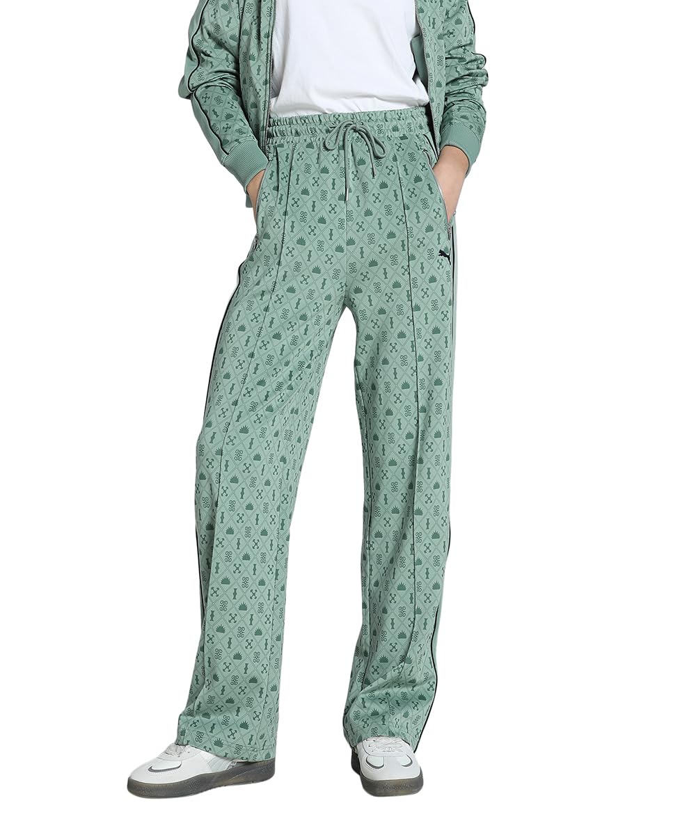 PUMA Women's Road To Unity T7 Print Sports Trousers, Green Moon Aop, S