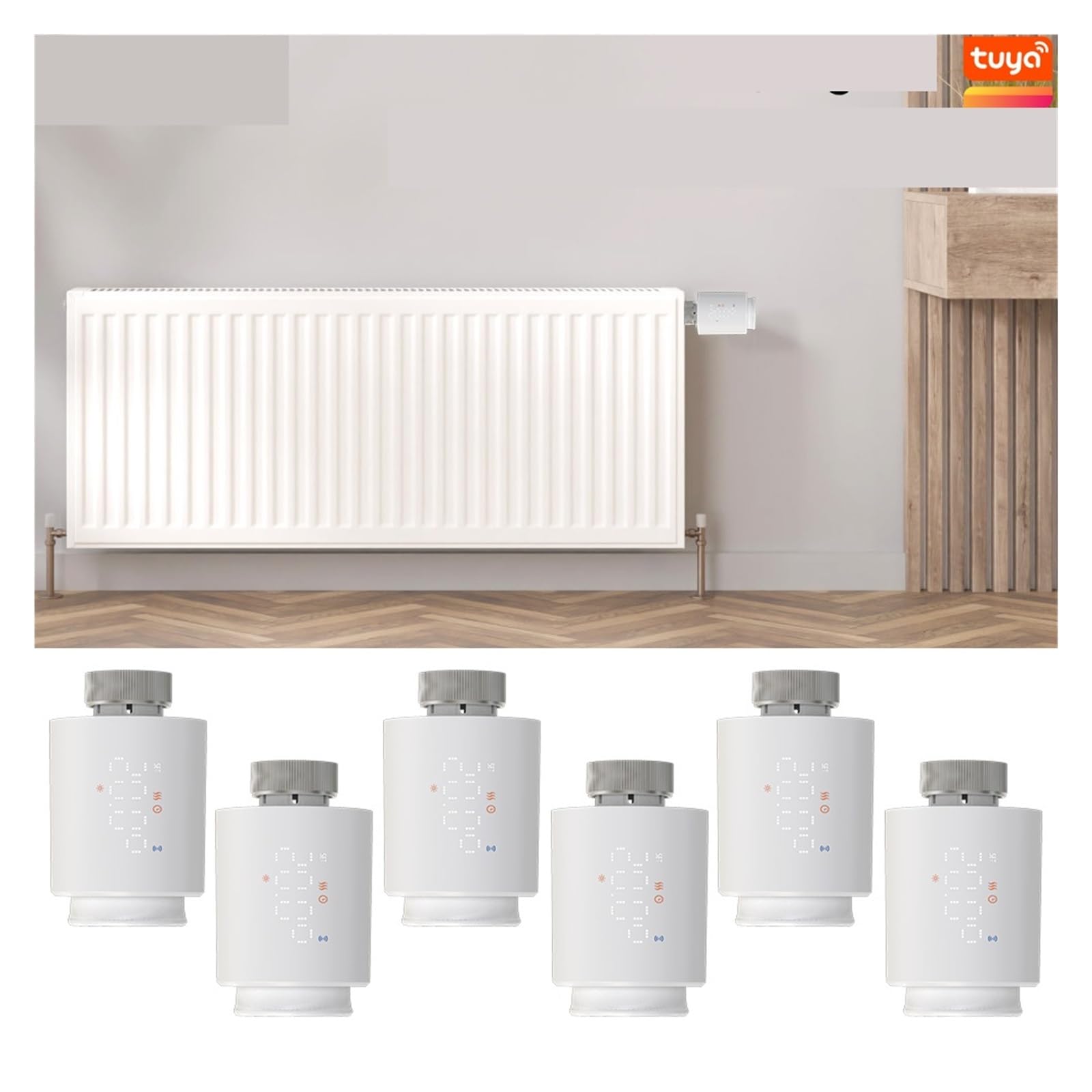 Valvola Termostatica for Radiatore Smart TRV Termostato for Riscaldamento Domestico Tuya Regolatore di Temperatura Controllo Vocale modalità Vacanza(3pcs)