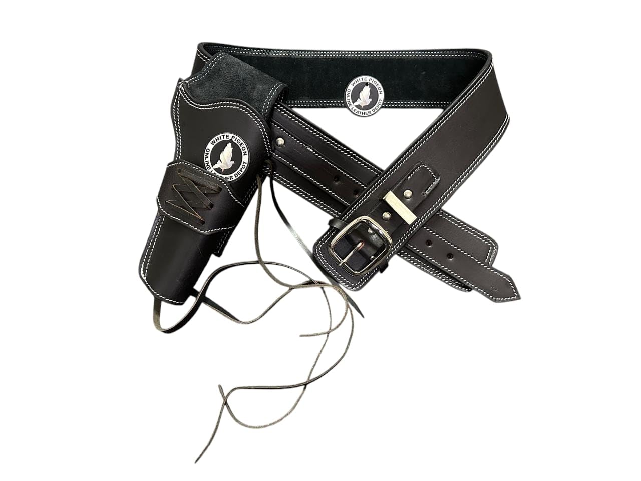 Western Rigs Holster Cowboy Tooled Leather Holsters Revolver Cover Pistol Case Ammo Cartridge Belt 44. 45. (Black Left Hand, Size 5 (46