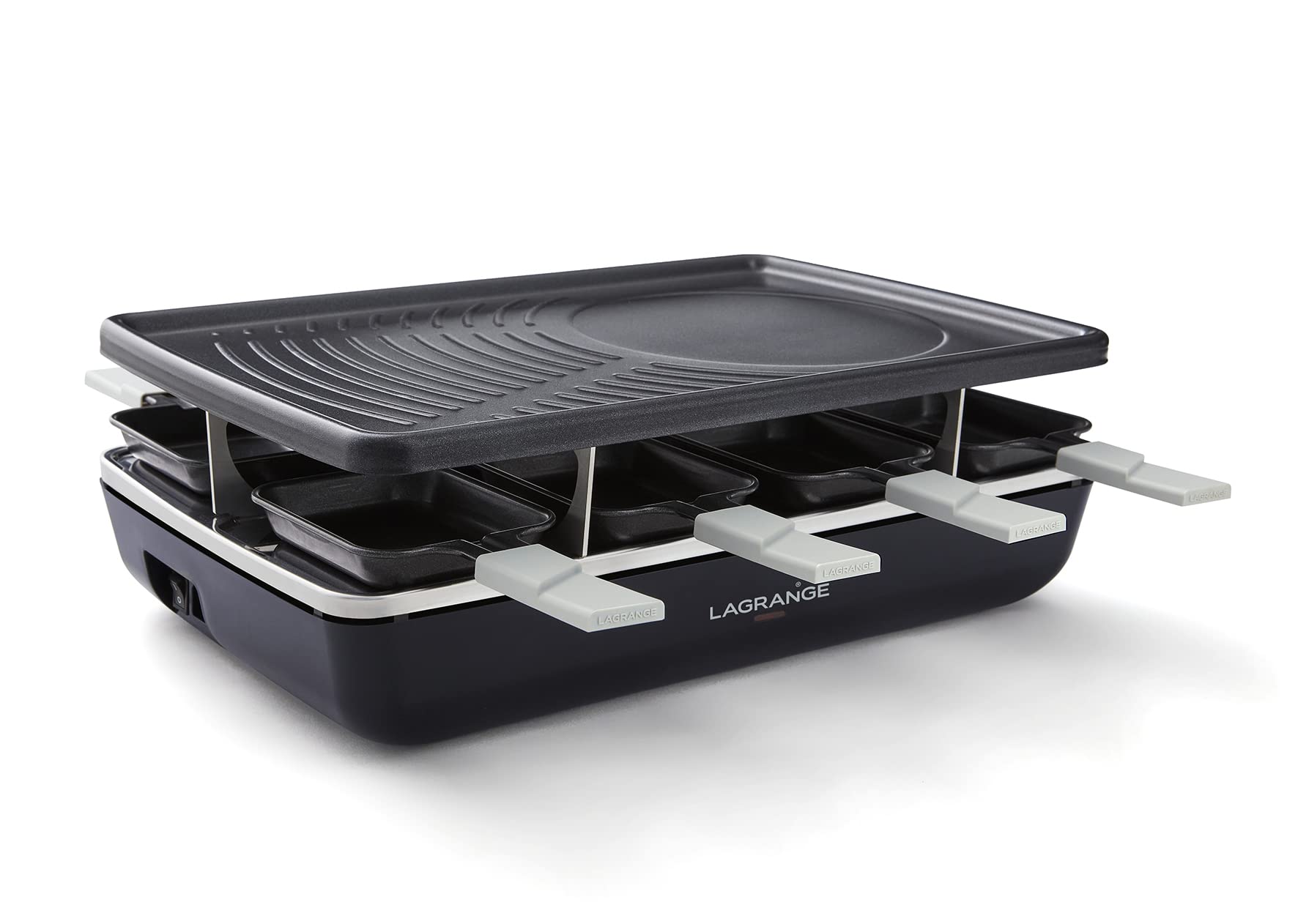 LAGRANGE, Raclette Element Grill + Pierre de cuisson, 8 personnes, Multifonctions, 1200 W, Fabrication française, Pierre de lave naturelle, 179601
