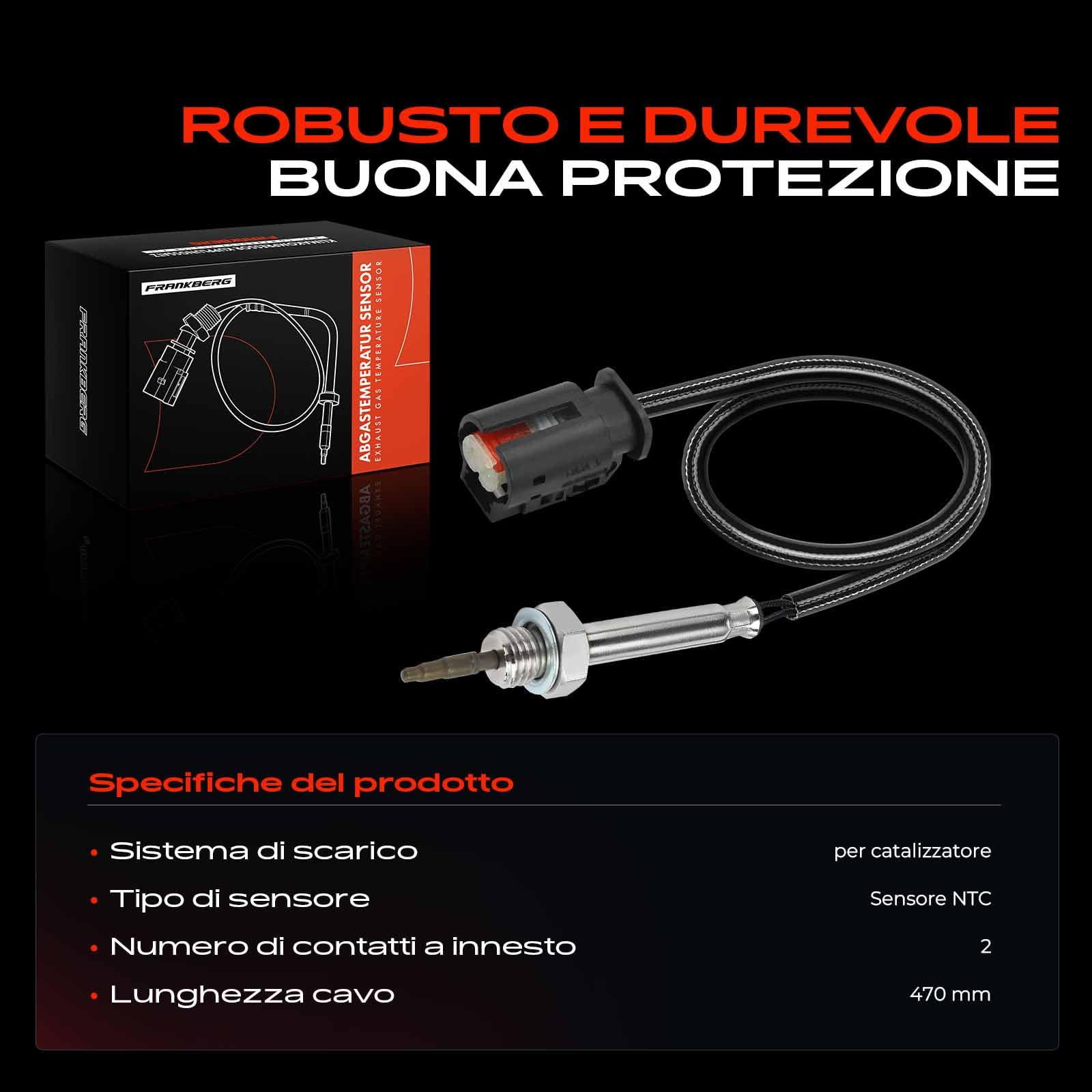Frankberg Sensore temperatura gas di scarico Dopo la valvola EGR 2-Poli Compatibile con Serie 1 F20 F21 Serie 3 E90 E91 E92 E93 Serie 5 F10 F11 Serie 7 G11 G12 X1 E84 X3 F25 X4 F26 X5 13628490101