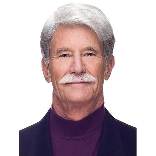 GNIMEGIL Pelucas cortas blancas para hombres, peluca blanca plateada degradada, disfraz de Halloween, disfraz de hombre mayor, peluca de chicos,