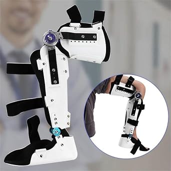 Adjustable Hinged ROM Knee Brace with Leg Support - Stabilising Orthosis Immobiliser for Left or Right Leg, Post-Operative Knee Splint & Protector,Left