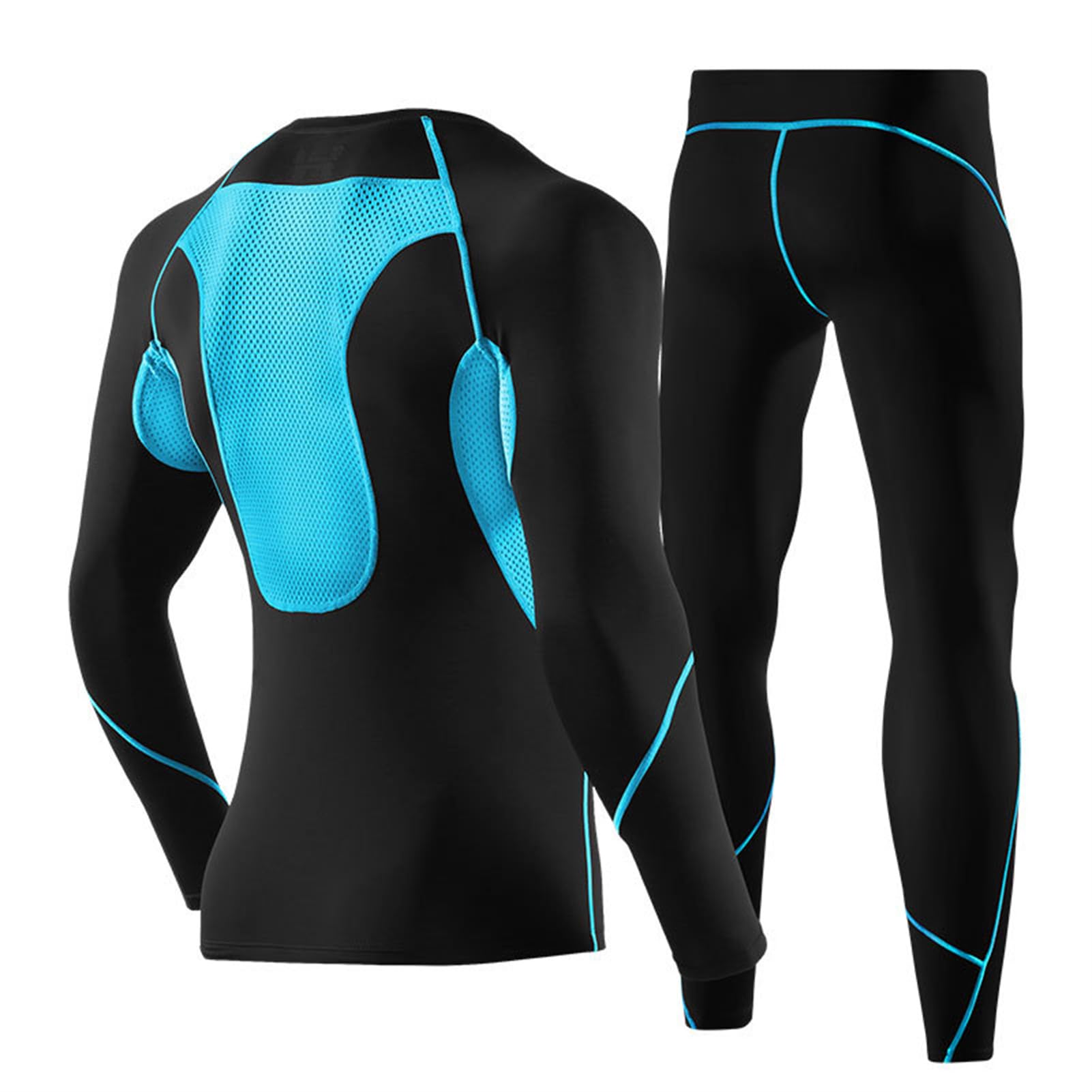 Funktionsunterwäsche Set, Trainingsanzug Herren Activewear Laufshirt Schwitzanzug Sportbekleidung Schwitzanzug Kompressionshose Fitness Gym Set