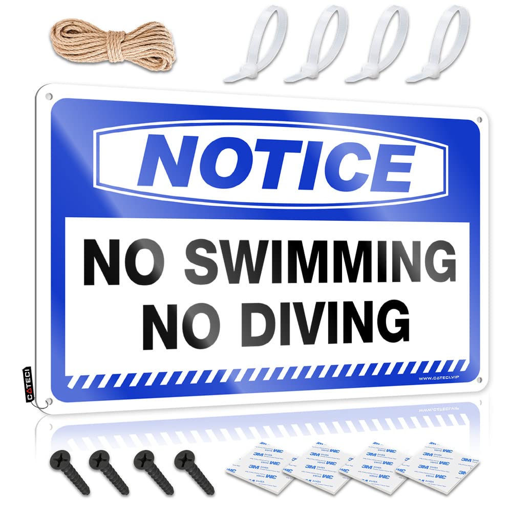 STWNVOITV Bar Posters Notice No Swimming No Diving Tin Sign Bbq Signs Outdoor Metal Home Sign(20X30CM)
