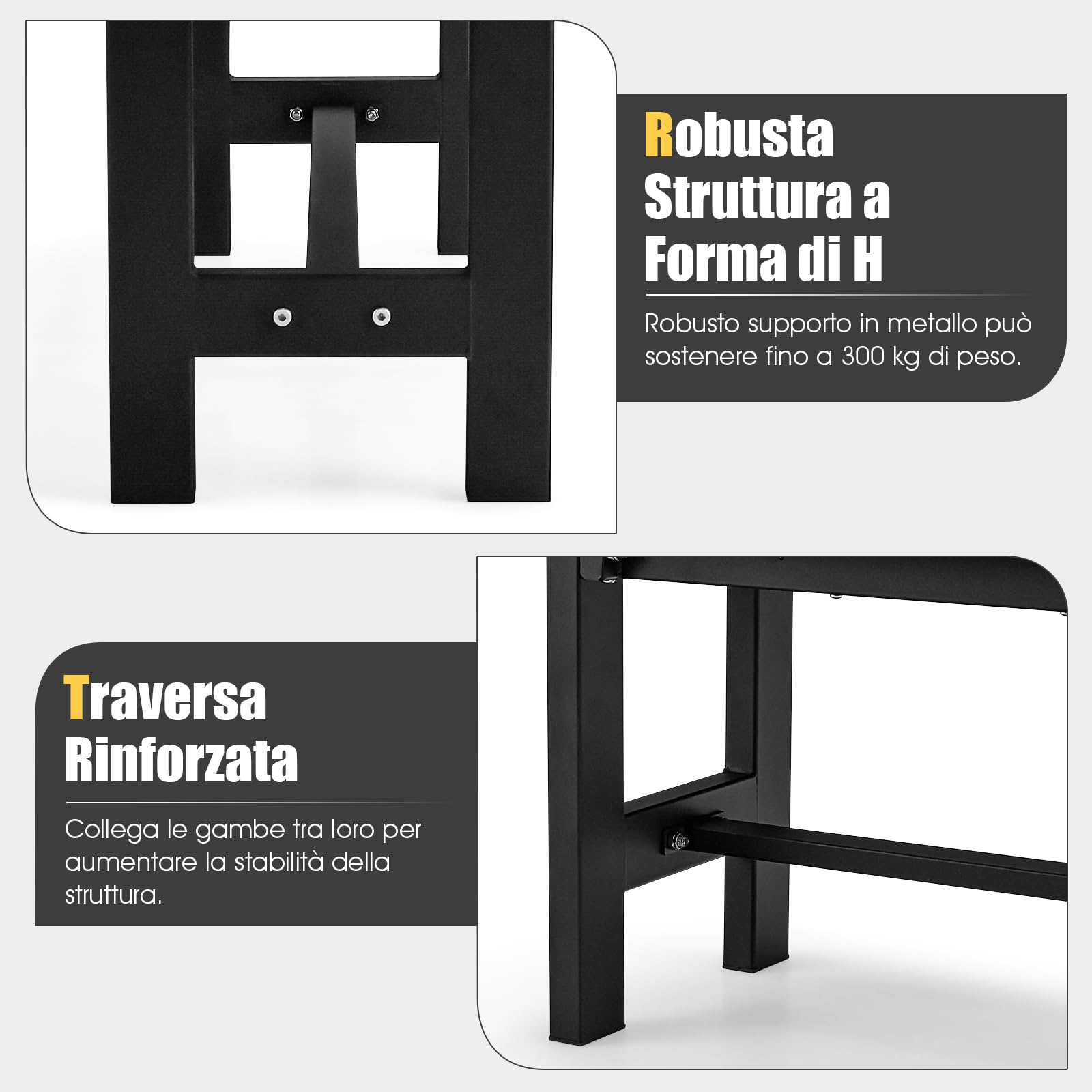 COSTWAY Panchina da Esterno con Sedile HDPE, Panca da Giardino con Telaio in Metallo Verniciato a Polvere, Panchina da Giardino, Parco e Balcone, Portata 300 kg, 120 x 36 x 40,5 cm (Black)