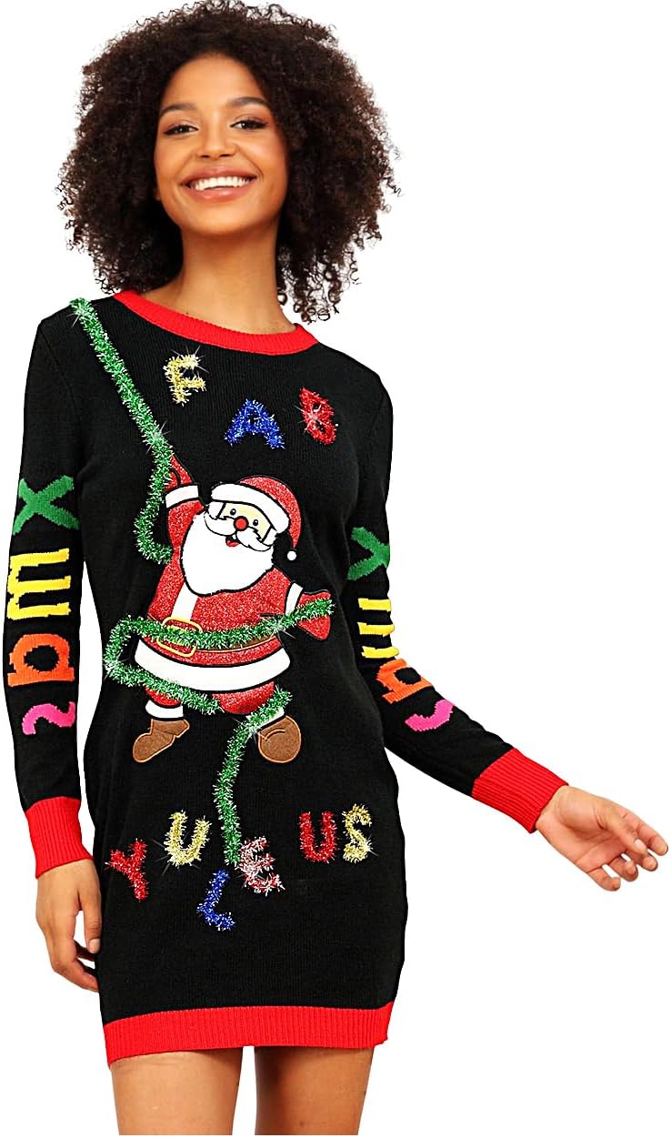 v28 Varied Ugly Christmas Sweater for Women Funny Reindeer Knit Sweaters Dress