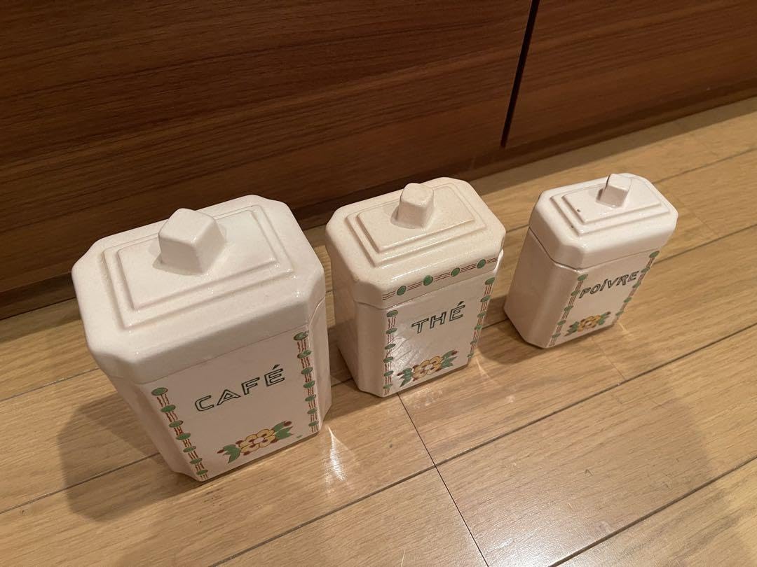 Amazon.co.jp: フランス アンティーク キャニスター 3個セット 陶器