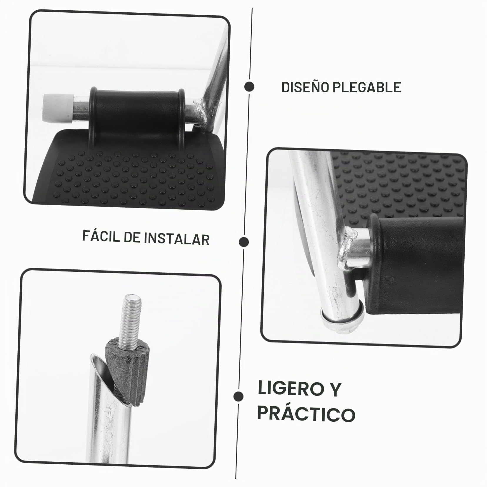 Reposapiés de Repuesto para Silla de Ruedas, 1 Par Negro | Metal y Abs, Diseño Plegable, Uso Cómodo, para Usuarios Movilidad Reducida