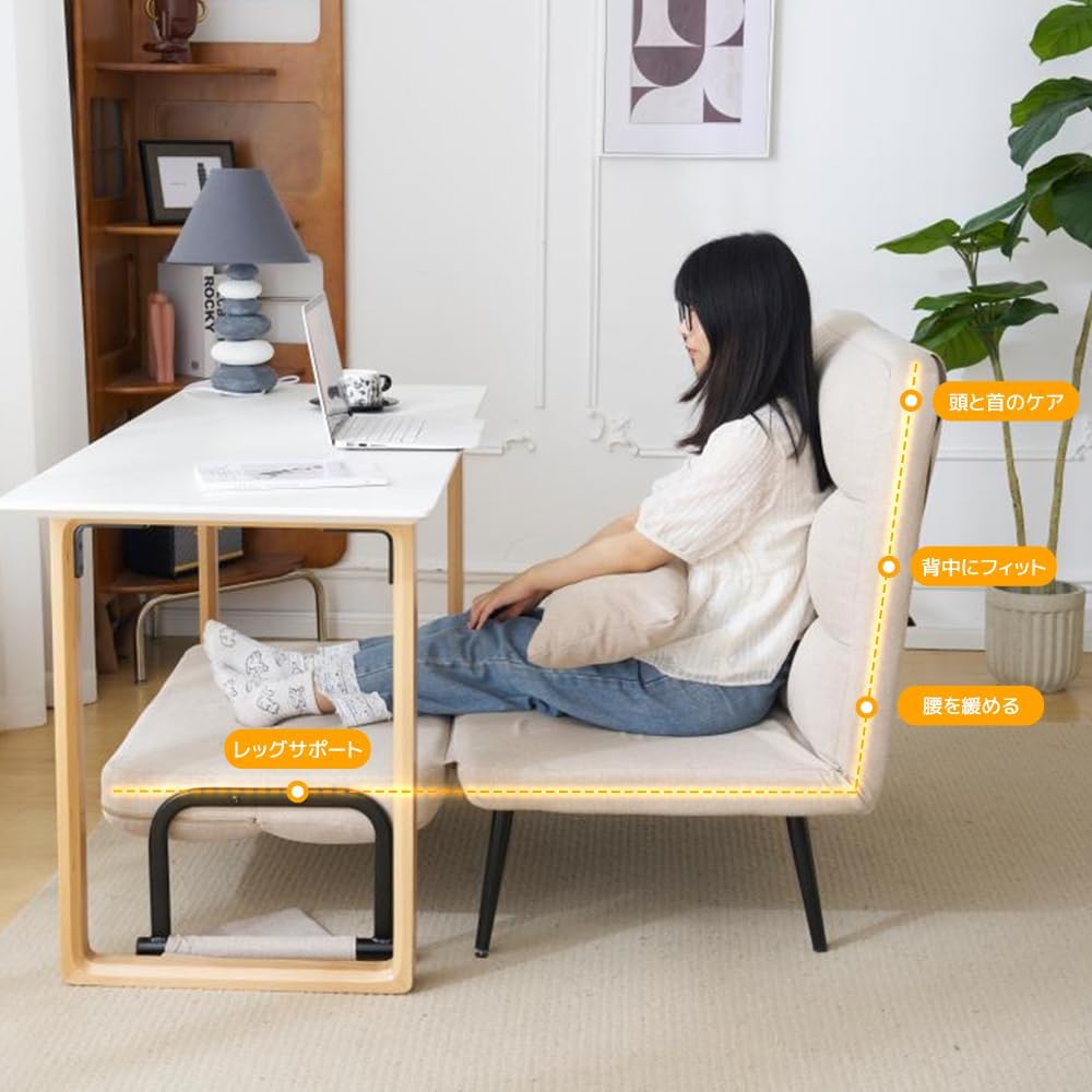 ソファベッド 折りたたみ 3WAY ファブリック生地 カウチソファー 幅60